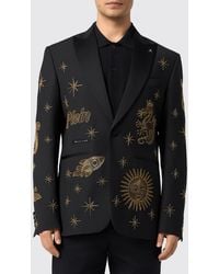 Philipp Plein - Zodiaco Single-Breasted Wool Blazer With Crystal And Bead Embroidery - Lyst