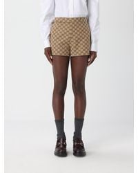 Gucci - Cotton Blend Shorts With Gg Motif - Lyst