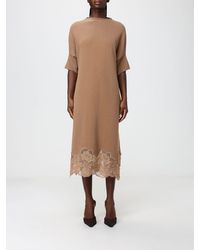 Fabiana Filippi - Wool And Silk A-Line Midi Dress With Lace Inserts - Lyst