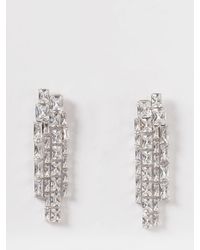 Self-Portrait - Brass Drop Earrings With Set Rhinestones - Lyst