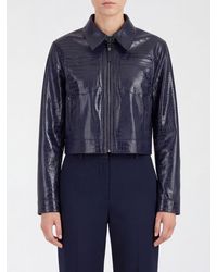 Pinko - Short Faux Leather Jacket With Crocodile Effect And Zip Closure - Lyst