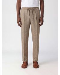 Briglia 1949 - Slim Fit Linen Trousers With An Elasticated Drawstring Waist - Lyst