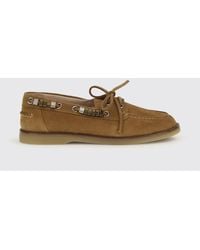 Pinko - Grace Suede Boat Loafers With Metallic Inserts - Lyst