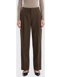 Alberta Ferretti - Wide Leg Wool Blend Trousers With Pleats And Mid-Rise Waist - Lyst