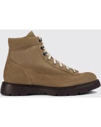 Doucal's - Suede Lace-Up Ankle Boots With Side Zip And Notched Sole - Lyst