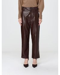 Twinset - High-Waisted Straight-Leg Cropped Faux Leather Trousers - Lyst