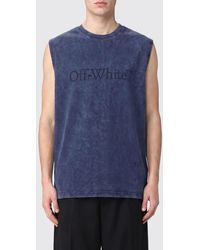 Off-White c/o Virgil Abloh - Cotton Tank Top With Crew Neck And Tone-On-Tone Logo - Lyst