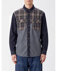 Isabel Marant - Long-Sleeved Technical Fabric Shirt With Tartan Patchwork Pattern - Lyst