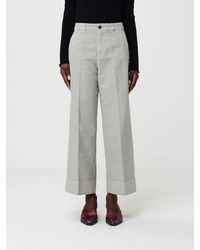 Mason's - Cotton And Linen Blend Wide Leg Trousers - Lyst