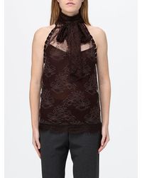 Pinko - Slim Fit Lace Evening Top With A Scarf Neck And Bare Shoulders - Lyst