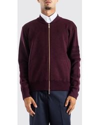 Thom Browne - Wool Knit Zip-Up Sweatshirt With Bomber Collar And 4-Bar Motif - Lyst