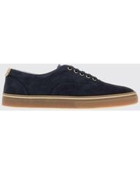 Brunello Cucinelli - Low Top Calfskin And Suede Sneakers With Laminated Logo - Lyst
