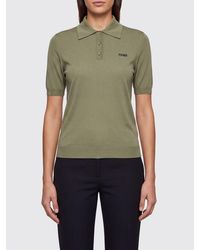Fendi - Viscose Polo Shirt With Logo - Lyst