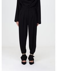 SIMONA CORSELLINI - Wide-Leg Gabardine Trousers With Ring Detail - Lyst