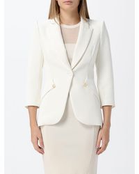 Elisabetta Franchi - Cropped Single-Breasted Slim Fit Blazer With Peak Lapels - Lyst