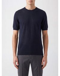 Kangra - Pull À Col Rond Coupe Slim En Coton Mélangé À Manches Courtes - Lyst