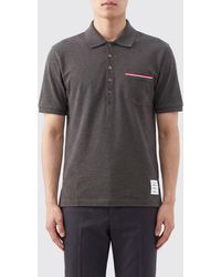 Thom Browne - Polo De Manga Corta De Algodón Piqué Con Logo 4-Bar - Lyst