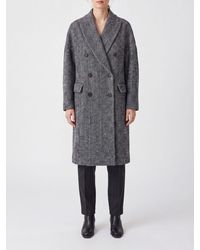 Brunello Cucinelli - Relaxed Fit Double-Breasted Wool Blend Coat With Lapels - Lyst