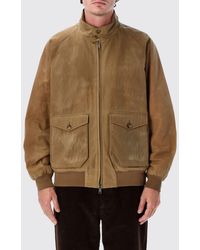 Baracuta - Suede Bomber Jacket With High Collar And Zip Closure - Lyst