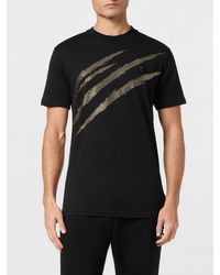 Philipp Plein - Cotton T-Shirt With Rhinestone Logo - Lyst