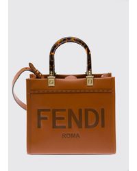 Fendi - Kleine Sunshine Shopper-Tasche Aus Kalbsleder Mit Gedrucktem Logo - Lyst