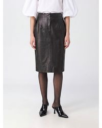 Magda Butrym - High-Waisted Leather Pencil Midi Skirt With Back Slit - Lyst