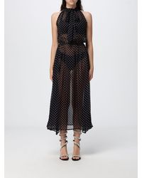 Crida Milano - Taormina Polka-Dot Silk Chiffon Midi Dress With Halter Neck - Lyst