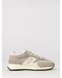 EA7 - Bicolour Suede Low Top Sneakers With Printed Logo - Lyst
