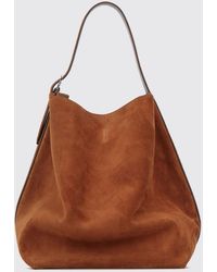 TOTEME - Suede Leather Tote Bag With Adjustable Handle And Embossed Logo - Lyst