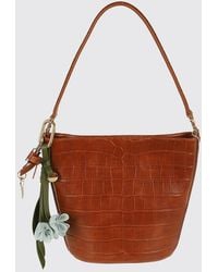 Self-Portrait - Croc-Effect Leather Mini Bucket Bag With Top Handle - Lyst