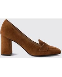 Furla - Suede Pumps With A High Block Heel And Squared Toe - Lyst