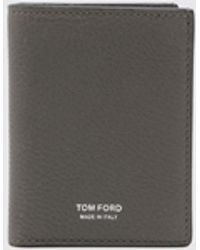 Tom Ford - T-Line Grained Calf Leather Bifold Card Holder With Laminated Logo - Lyst