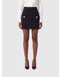 Versace - High-Waisted Wool Mini Pencil Skirt With Patch Pockets - Lyst