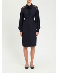 Twinset - Viscose Chemisier Dress With Lace Inserts - Lyst