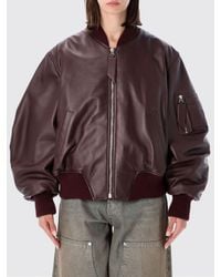 The Attico - Oversized Leather Bomber Jacket With Dropped Shoulders - Lyst