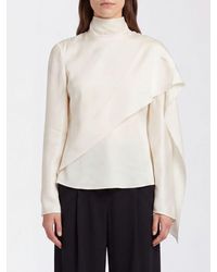 Rohe - Asymmetrical Pure Silk Blouse With High Neck And Long Sleeves - Lyst