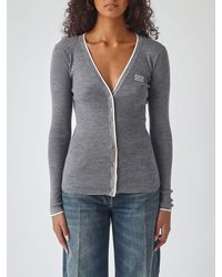 Elisabetta Franchi - Slim Fit Wool Cardigan With Contrast Trim And Logo - Lyst