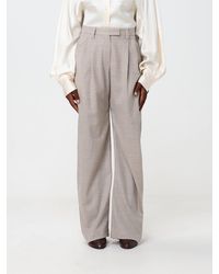 Brunello Cucinelli - High-Waisted Pleated Wool Wide-Leg Trousers With Monili - Lyst