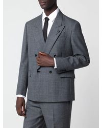 Lardini - Double-Breasted Virgin Wool Blazer With Tartan Pattern And Peak Lapels - Lyst