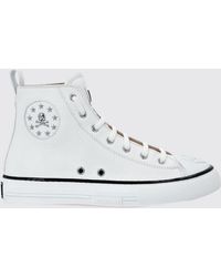 Philipp Plein - High-Top Hammered Leather Sneakers With Skull And Star Print - Lyst