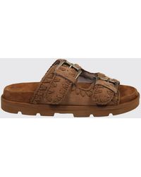 Mou - Low Bio Suede Flat Sandals With Double Strap - Lyst