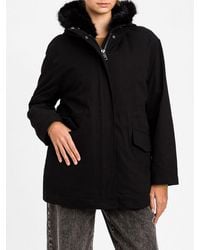 Twinset - Short Cotton Parka With Hood And Faux-Fur Lining - Lyst
