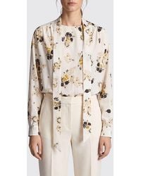 Isabel Marant - Floral Silk Shirt With Pussy-Bow Collar - Lyst