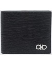 Ferragamo - Grained Calfskin Bifold Wallet With Gancini Logo - Lyst