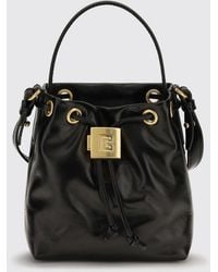 Balmain - Pulse Leather Mini Bag With Drawstring Closure And Padlock - Lyst