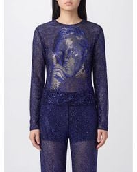 Giorgio Armani - Long-Sleeved Polyamide Evening Top With Rhinestones - Lyst