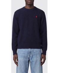 Ami Paris - Crewneck Wool Jumper With Ami De Coeur Logo Embroidery - Lyst