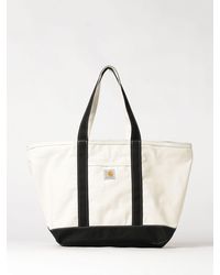 Carhartt - Large Cotton Canvas Tote Bag With Applied Logo And Zip Closure - Lyst