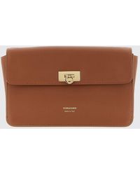 Ferragamo - Mini Calfskin Leather Crossbody Bag With Gancini Logo - Lyst