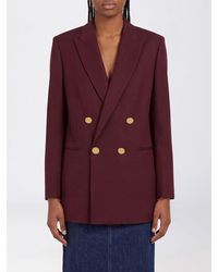 Alberta Ferretti - Double-Breasted Cropped Viscose Blazer With Peaked Lapels - Lyst